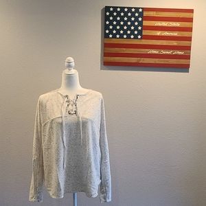 Max Studio L off-white/black long sleeve top